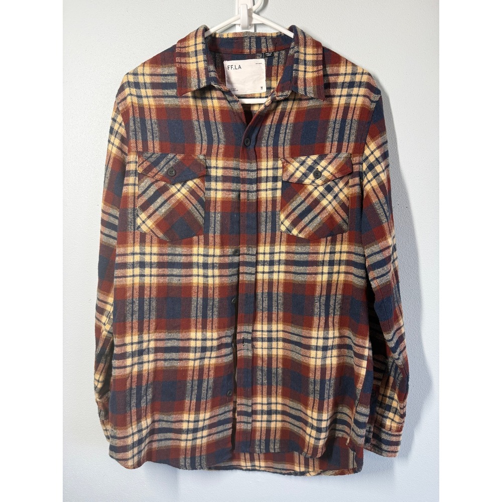 Five Four Mens Flannel Size M Plaid Long Sleeve Button Up Pockets Cabin Rustic